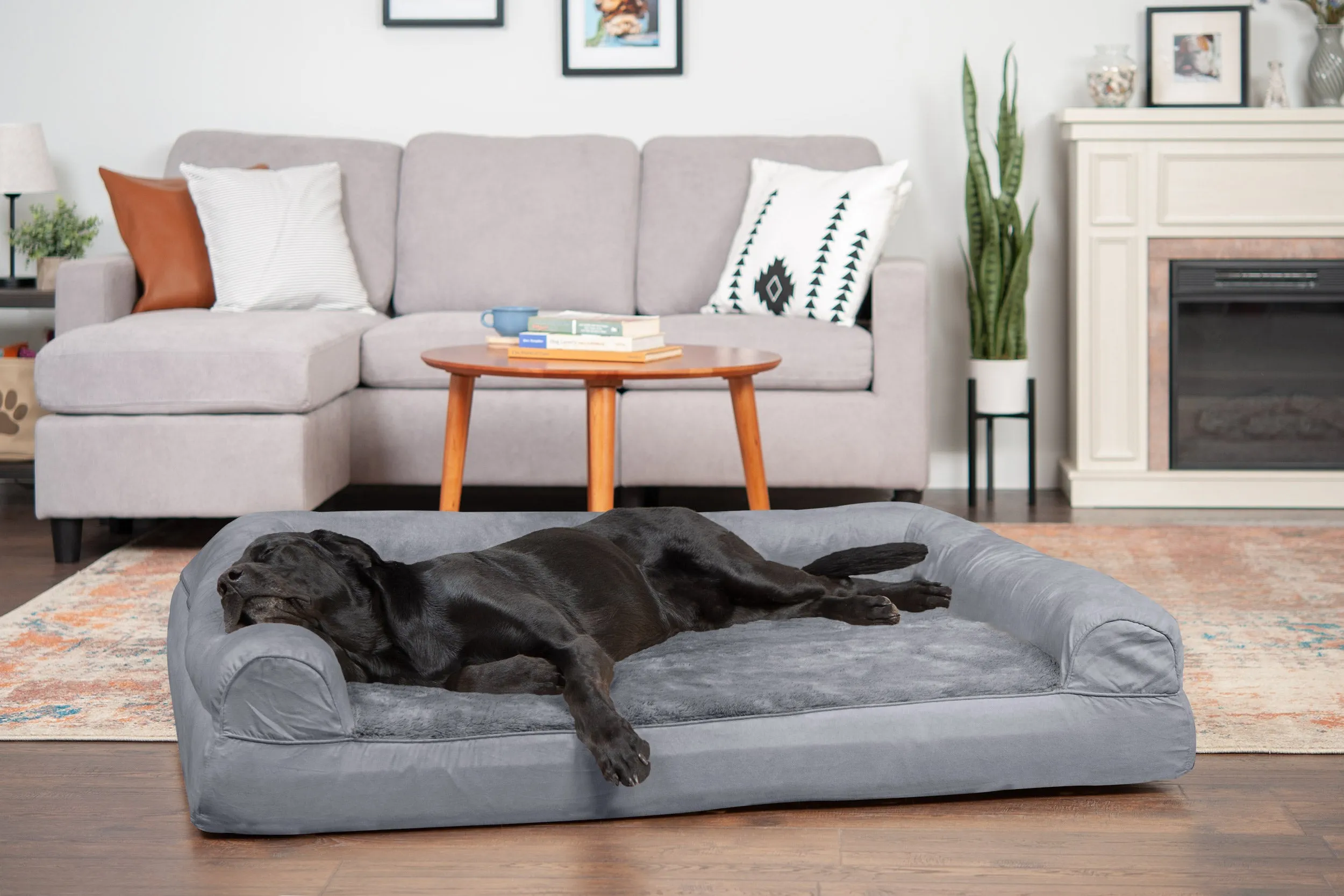 Sofa Dog Bed - Plush & Suede