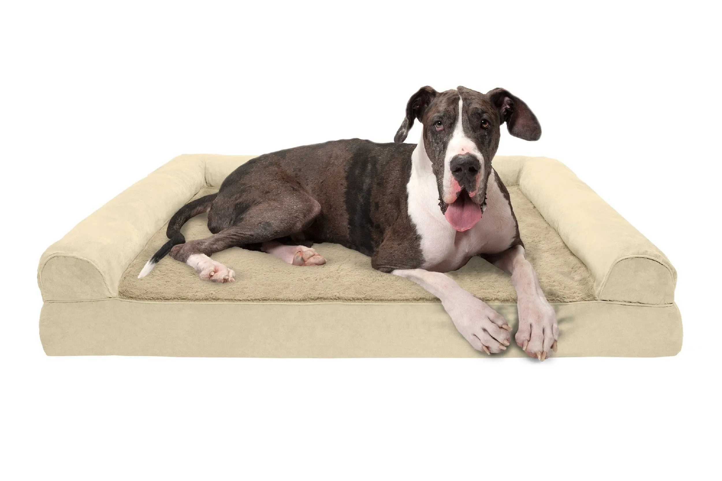 Sofa Dog Bed - Plush & Suede