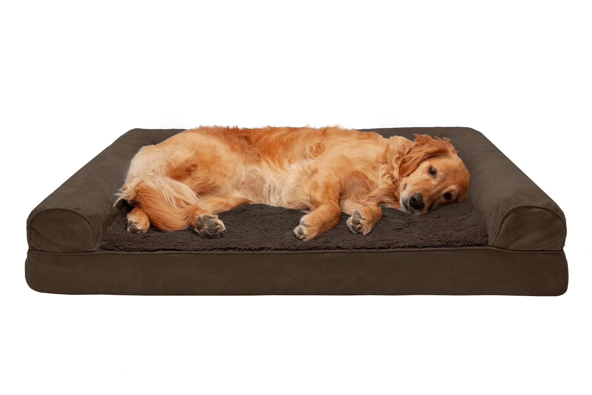 Sofa Dog Bed - Plush & Suede