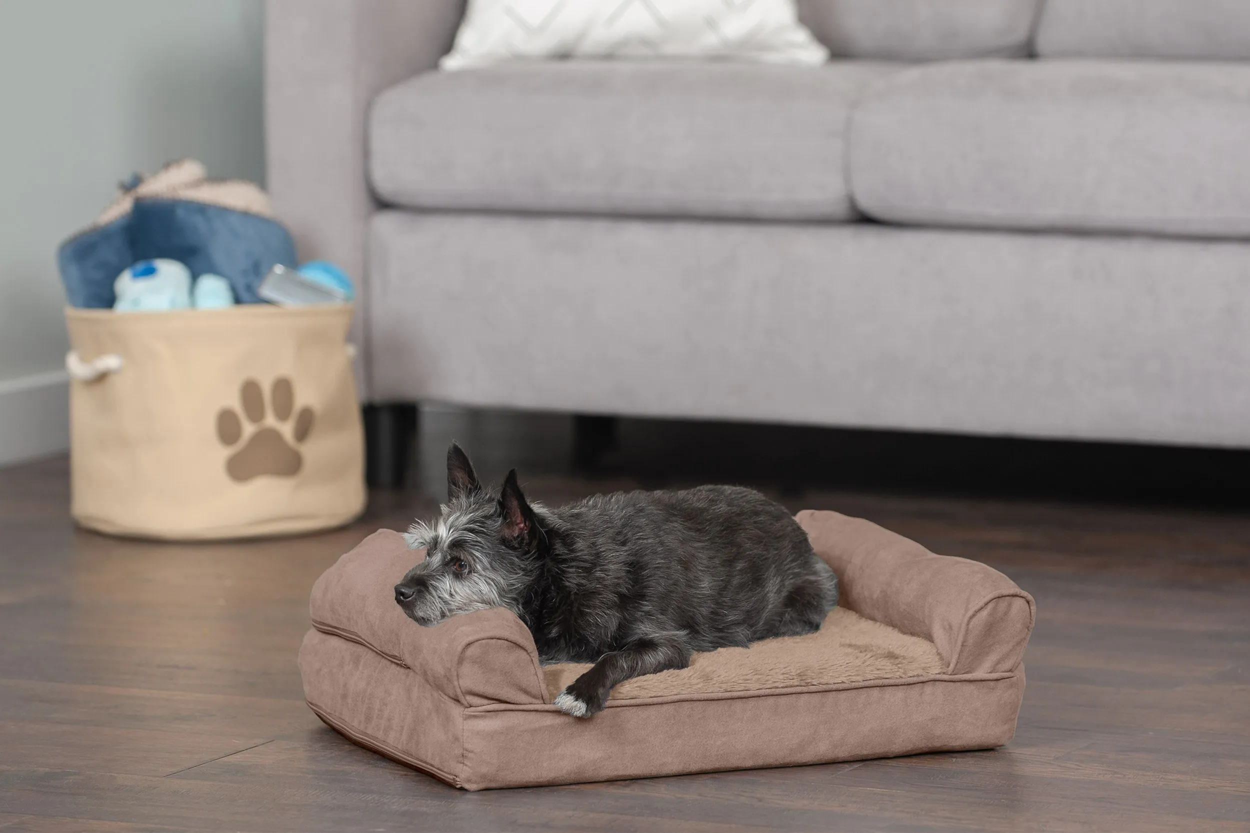 Sofa Dog Bed - Plush & Suede