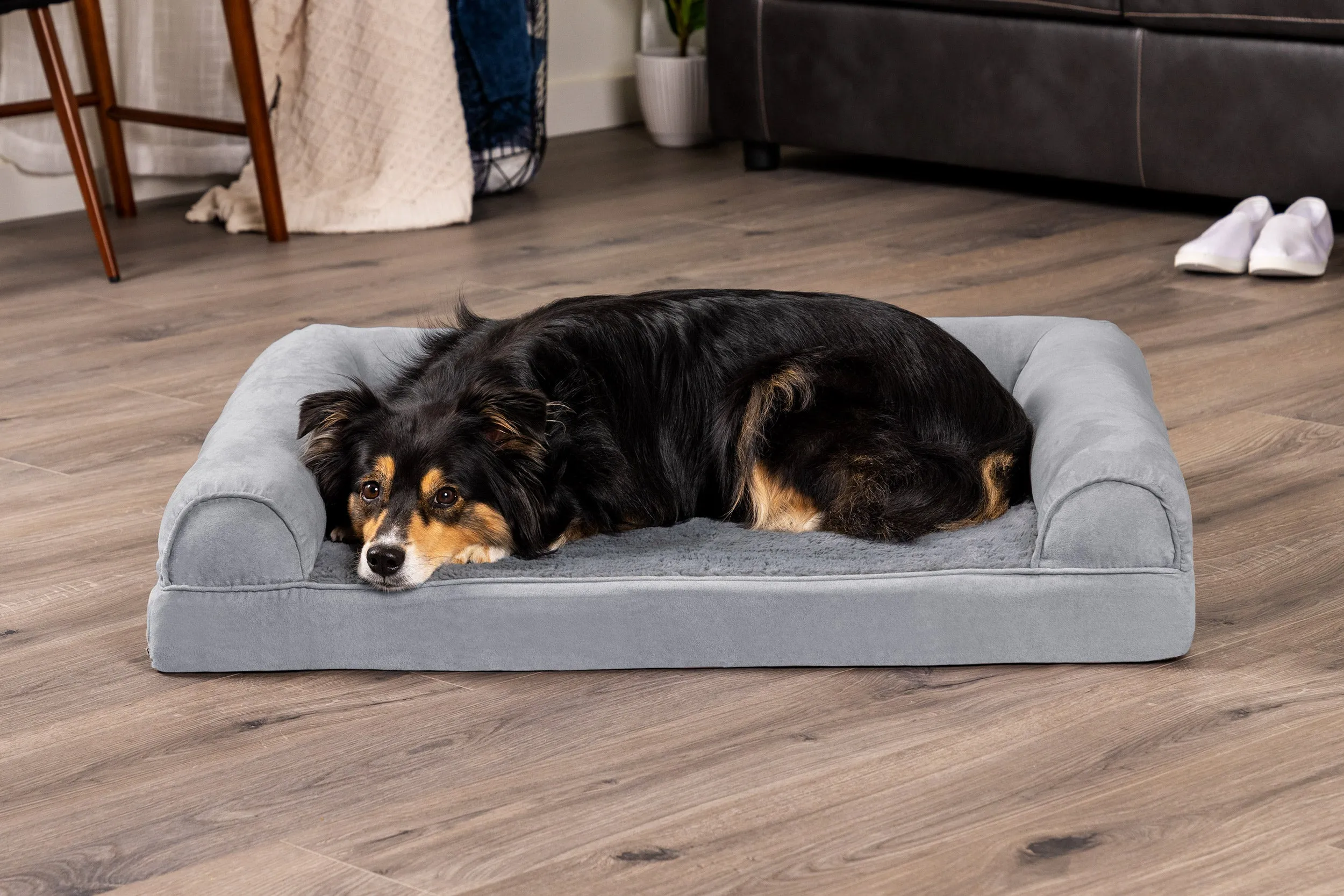 Sofa Dog Bed - Plush & Suede