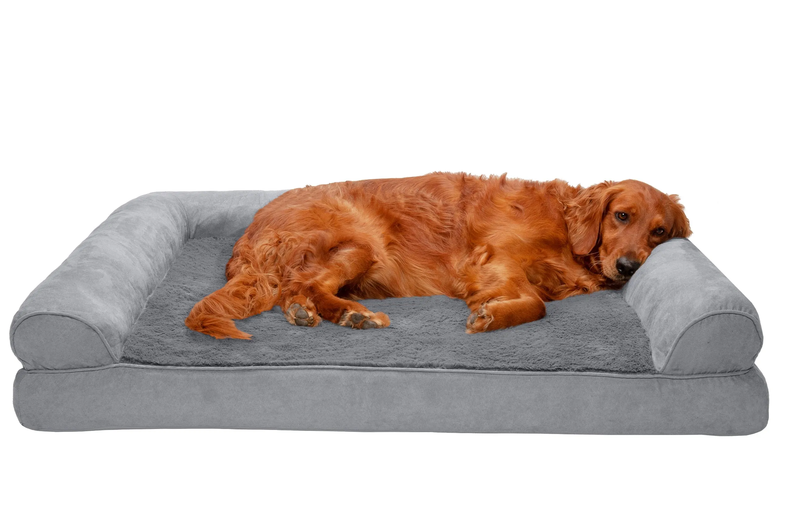 Sofa Dog Bed - Plush & Suede