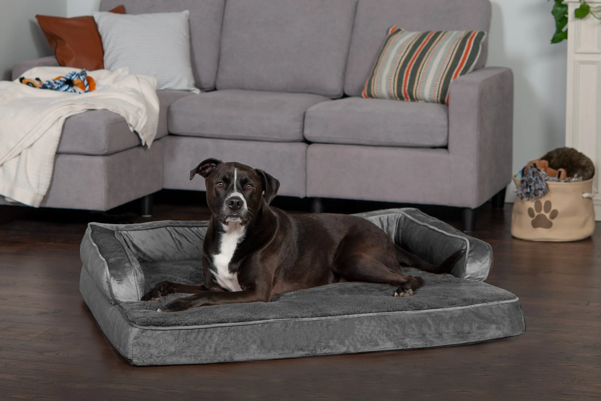 Sofa Dog Bed - Plush & Velvet Comfy Couch