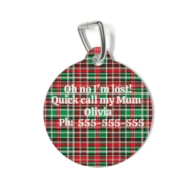 Tartan Collection 10 - Pet Tag Round and Bone Shape, Bandana, Lead, Dinner Bowl, Pet Bed