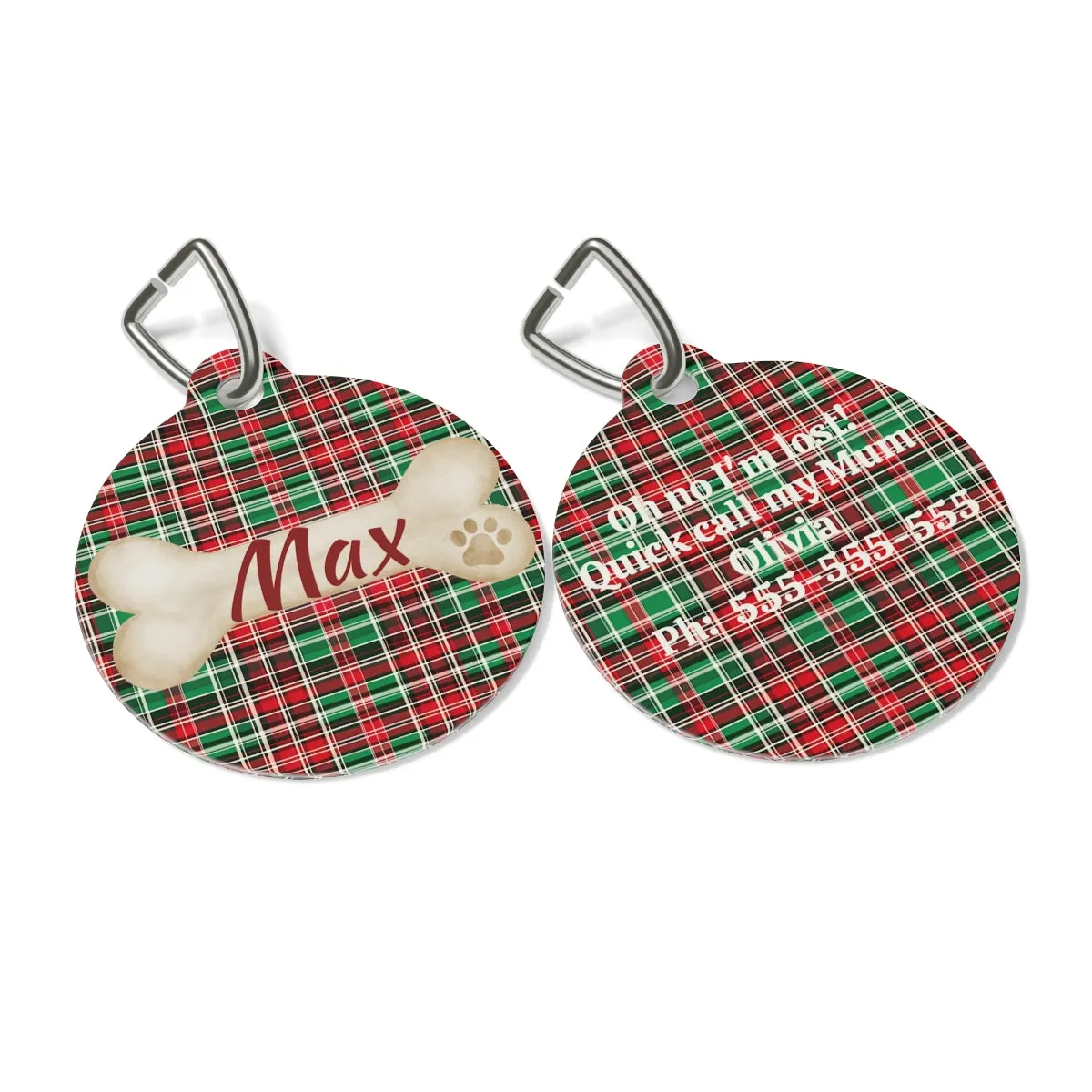 Tartan Collection 10 - Pet Tag Round and Bone Shape, Bandana, Lead, Dinner Bowl, Pet Bed