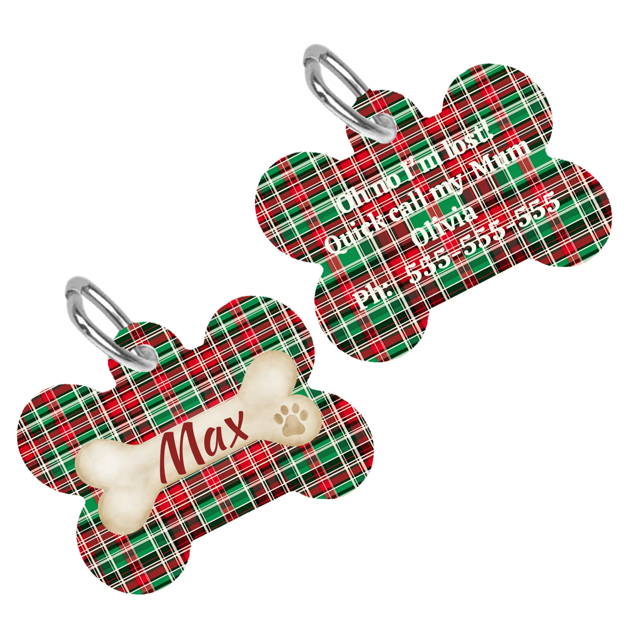 Tartan Collection 10 - Pet Tag Round and Bone Shape, Bandana, Lead, Dinner Bowl, Pet Bed