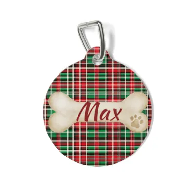 Tartan Collection 10 - Pet Tag Round and Bone Shape, Bandana, Lead, Dinner Bowl, Pet Bed