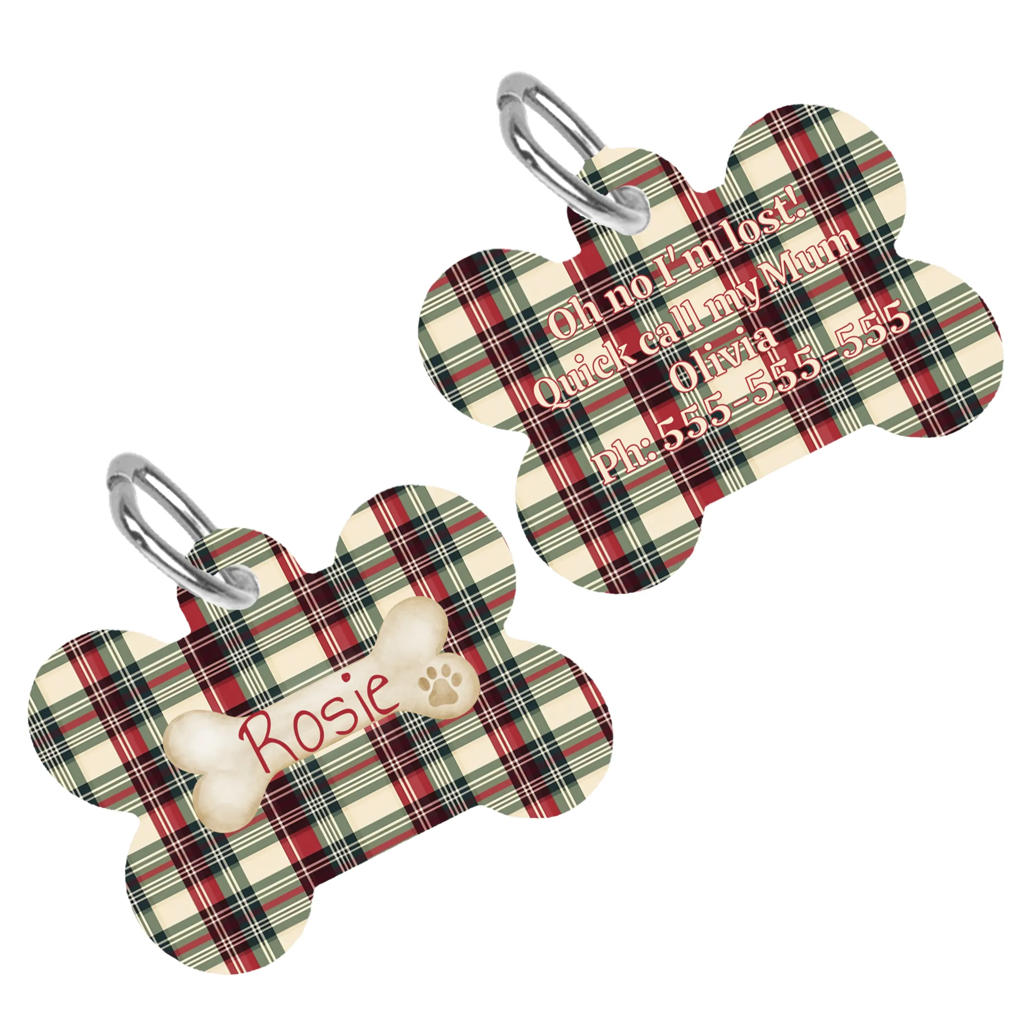 Tartan Collection 22 - Pet Tag Round and Bone Shape, Bandana, Lead, Dinner Bowl, Pet Bed