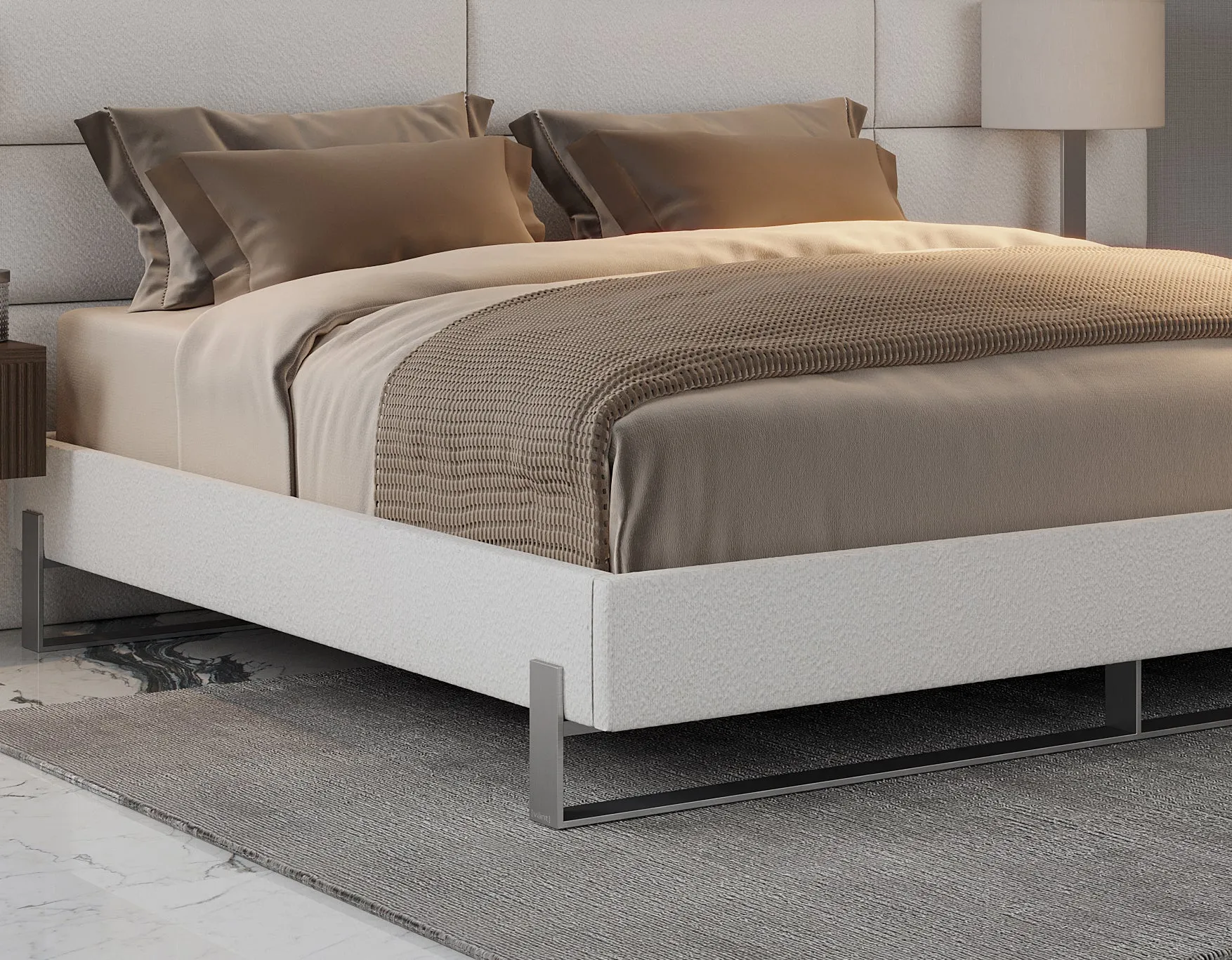 Vant Elevated Platform Bed Brushed Nickel - California King Size