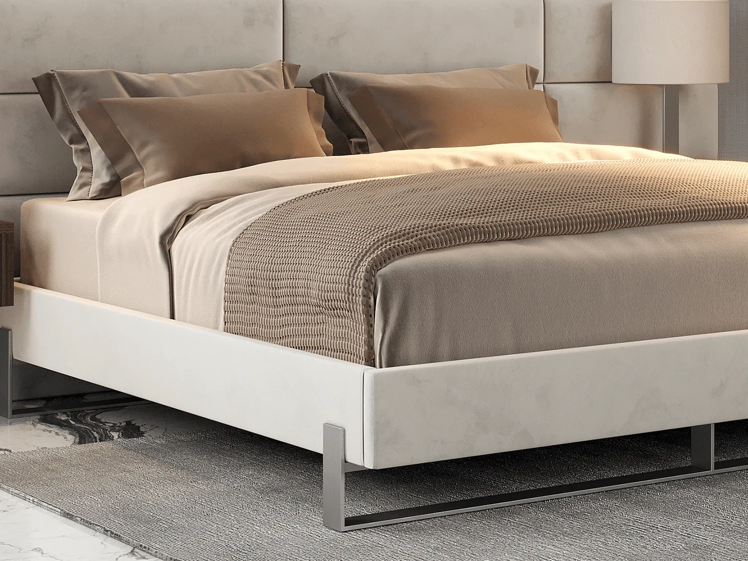 Vant Elevated Platform Bed Brushed Nickel - California King Size