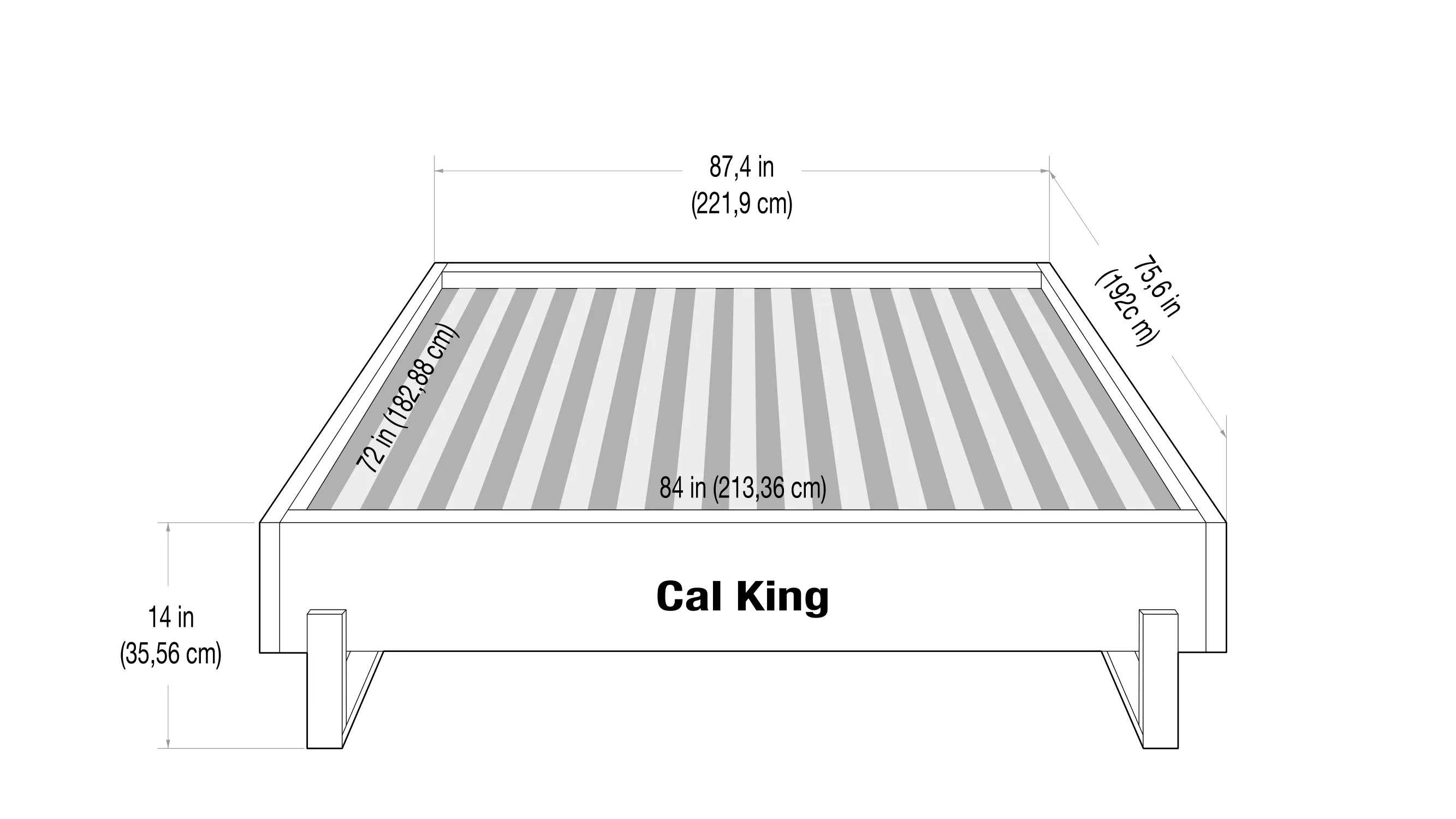 Vant Elevated Platform Bed Brushed Nickel - California King Size