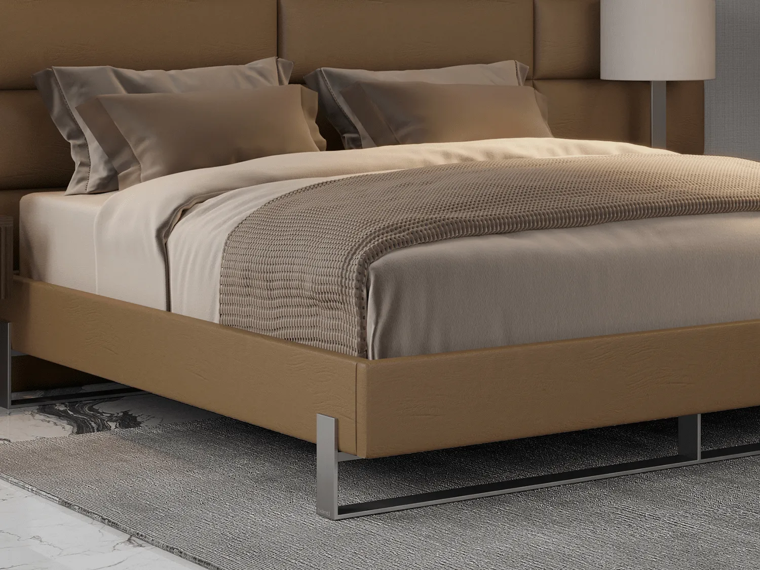 Vant Elevated Platform Bed Brushed Nickel - California King Size