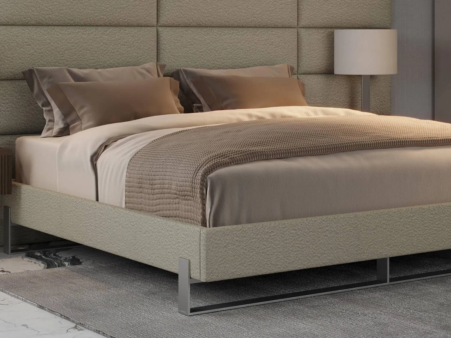 Vant Elevated Platform Bed Brushed Nickel - California King Size