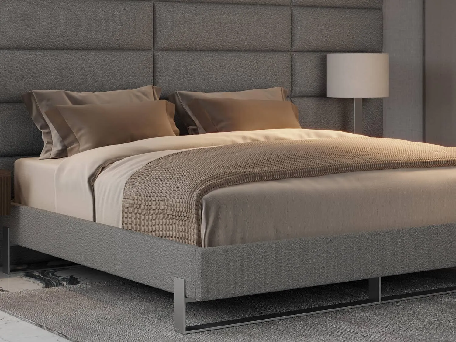 Vant Elevated Platform Bed Brushed Nickel - California King Size