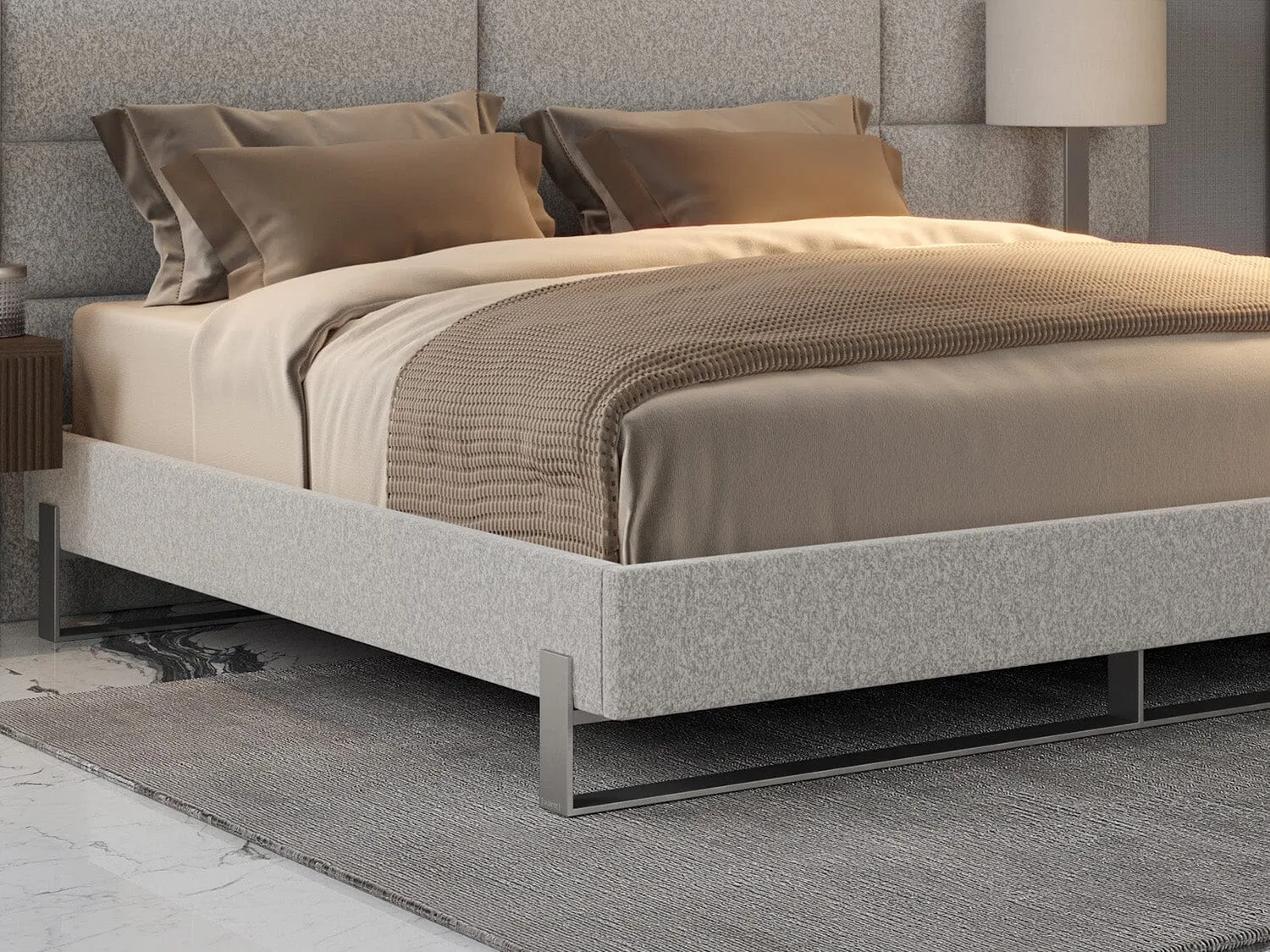 Vant Elevated Platform Bed Brushed Nickel - California King Size