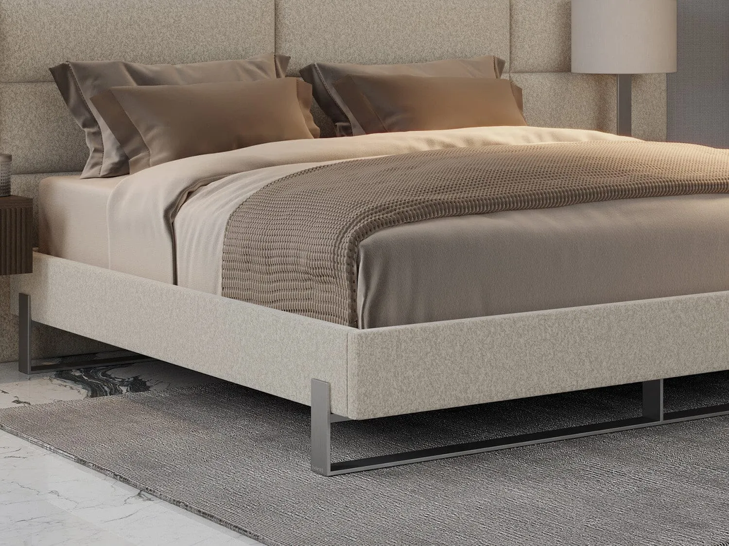 Vant Elevated Platform Bed Brushed Nickel - California King Size