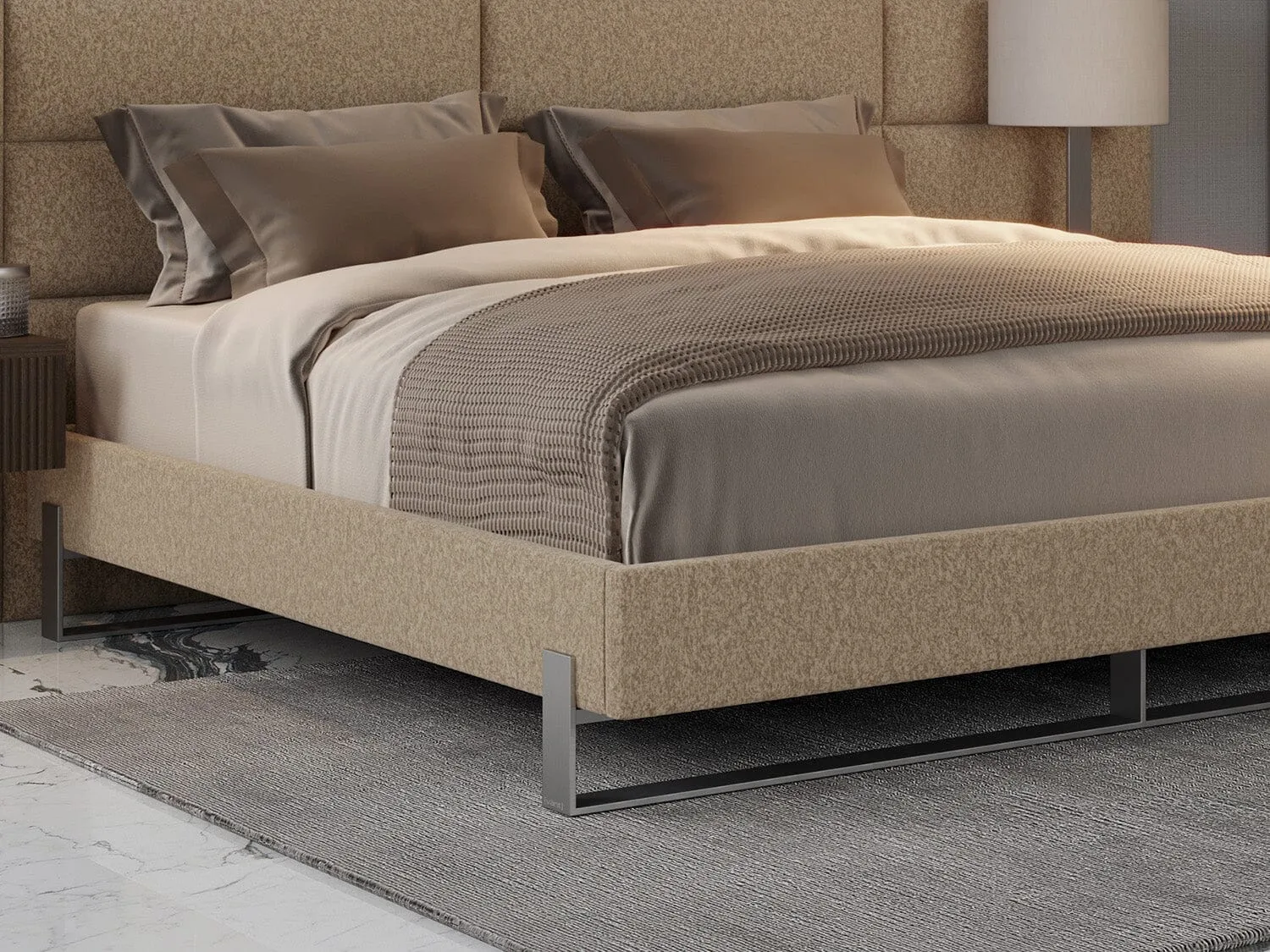 Vant Elevated Platform Bed Brushed Nickel - California King Size