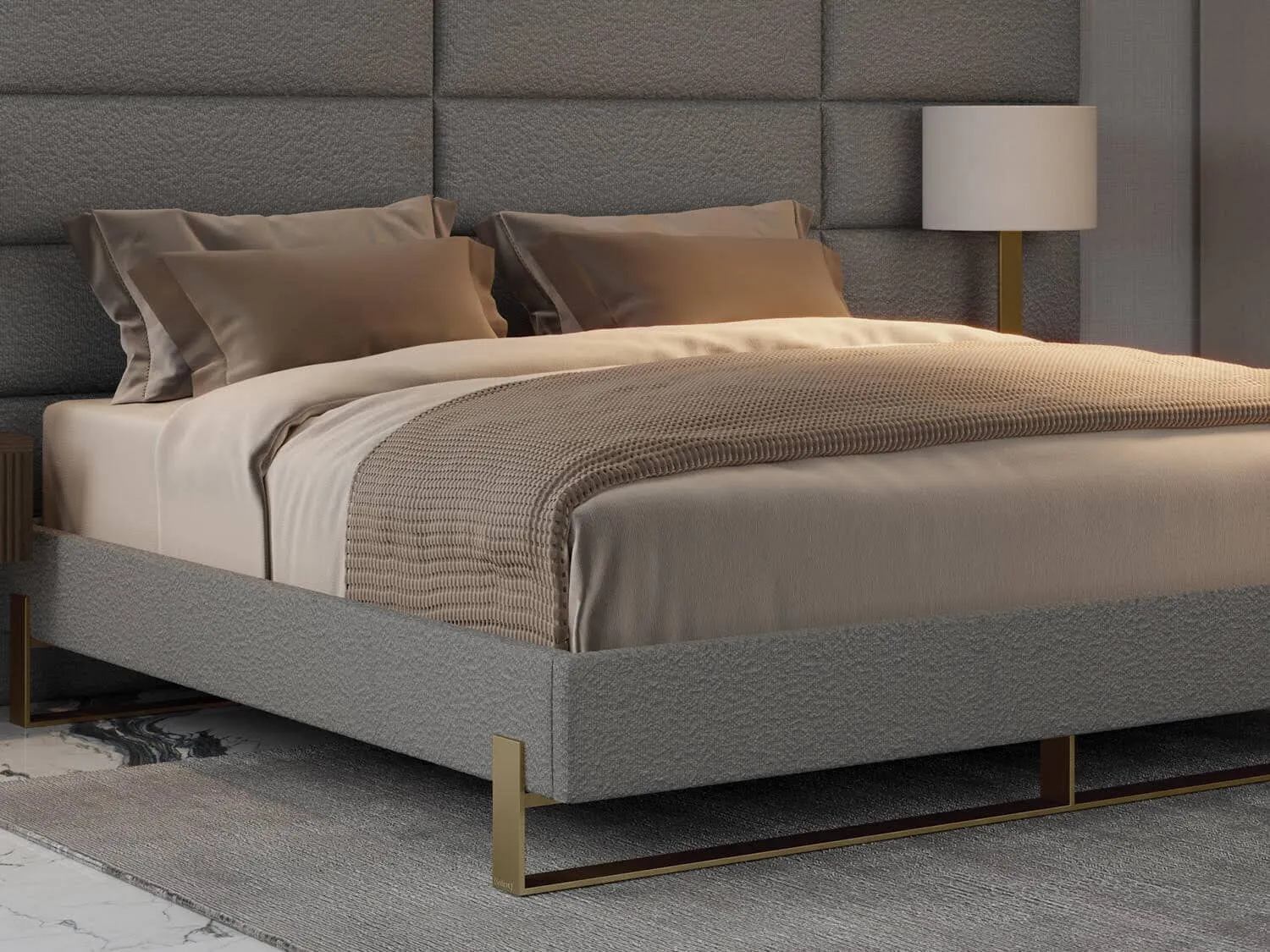 Vant Elevated Platform Bed Burnished Brass - California King Size