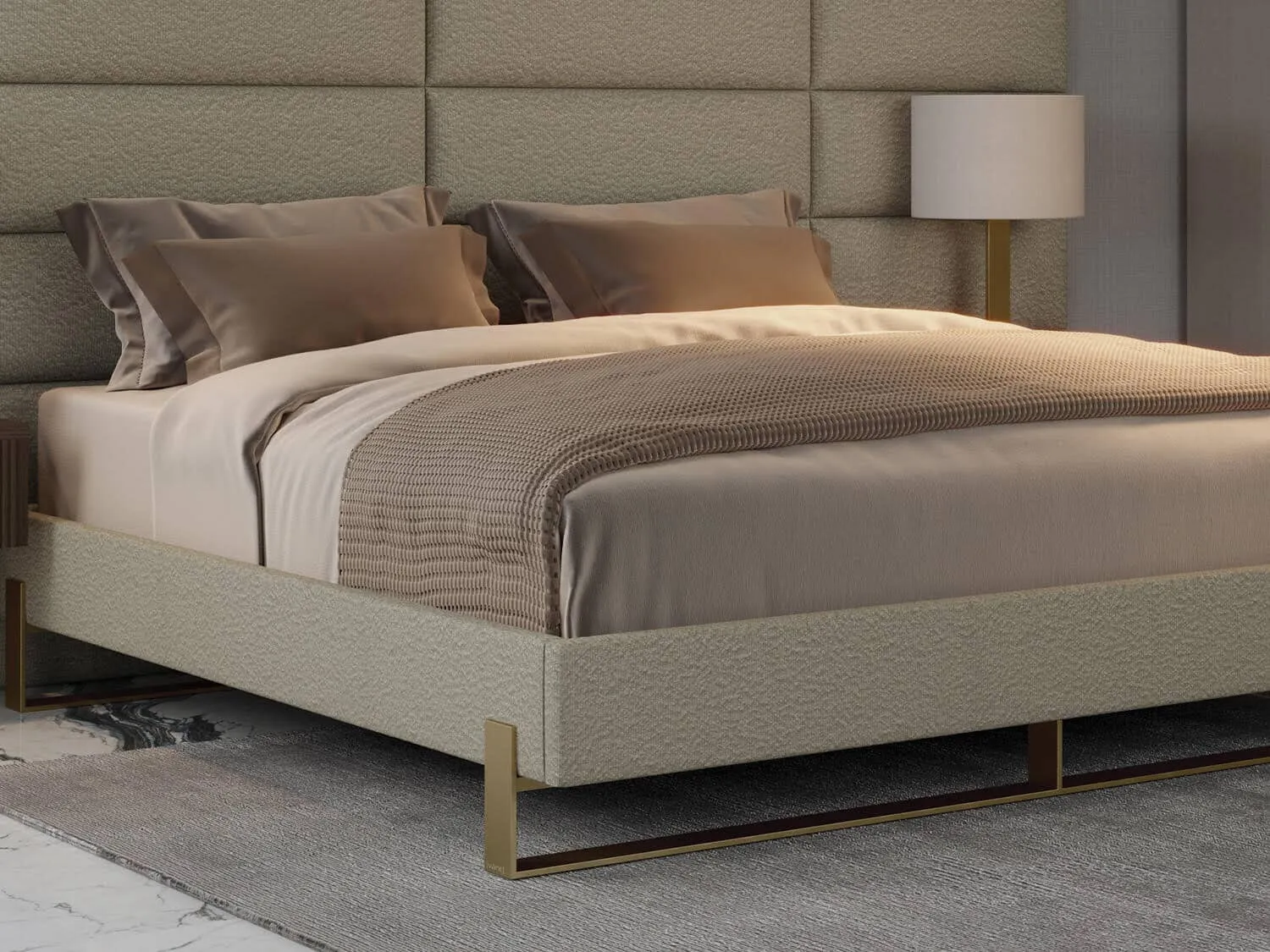 Vant Elevated Platform Bed Burnished Brass - California King Size