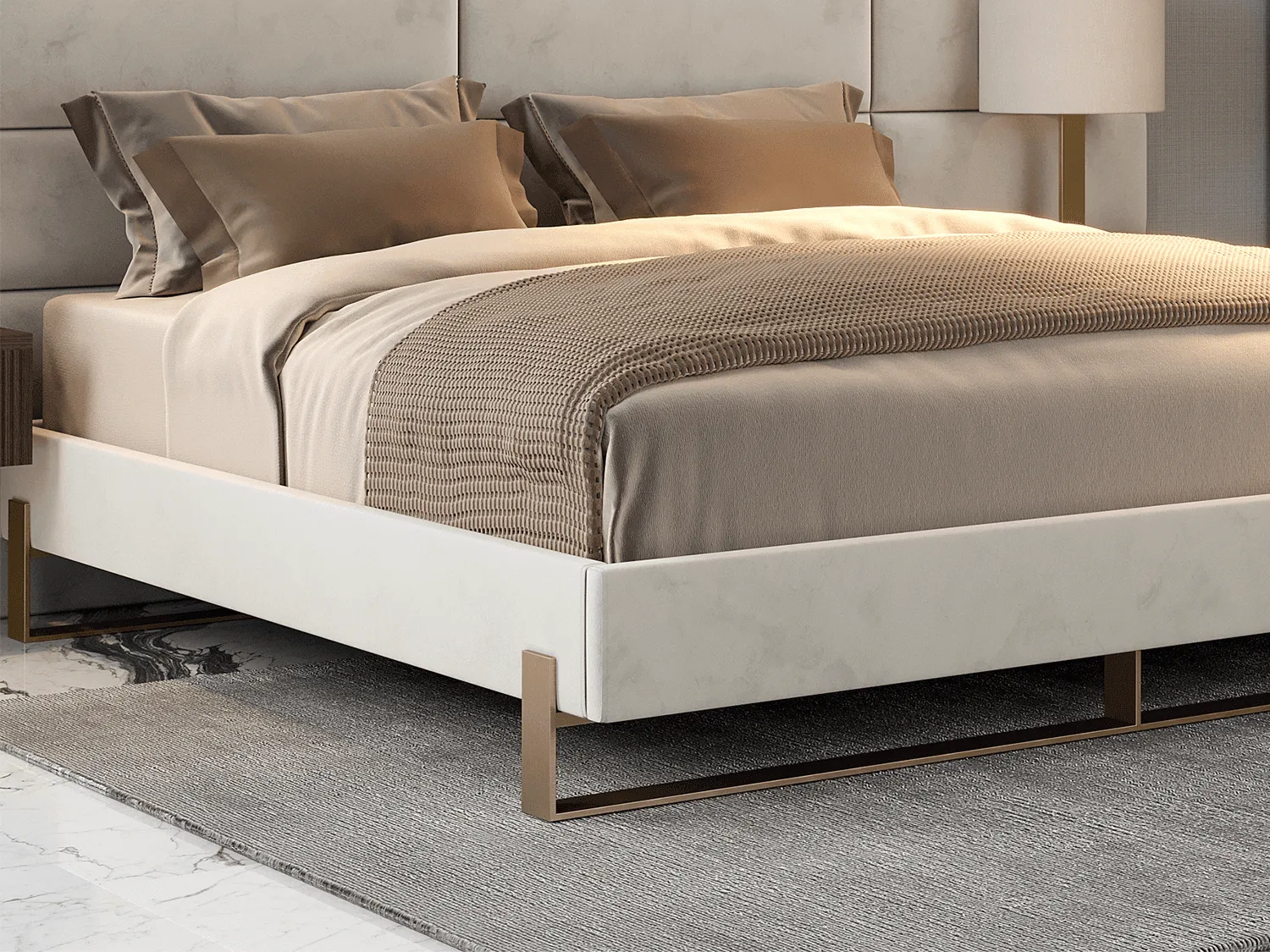 Vant Elevated Platform Bed Burnished Brass - California King Size