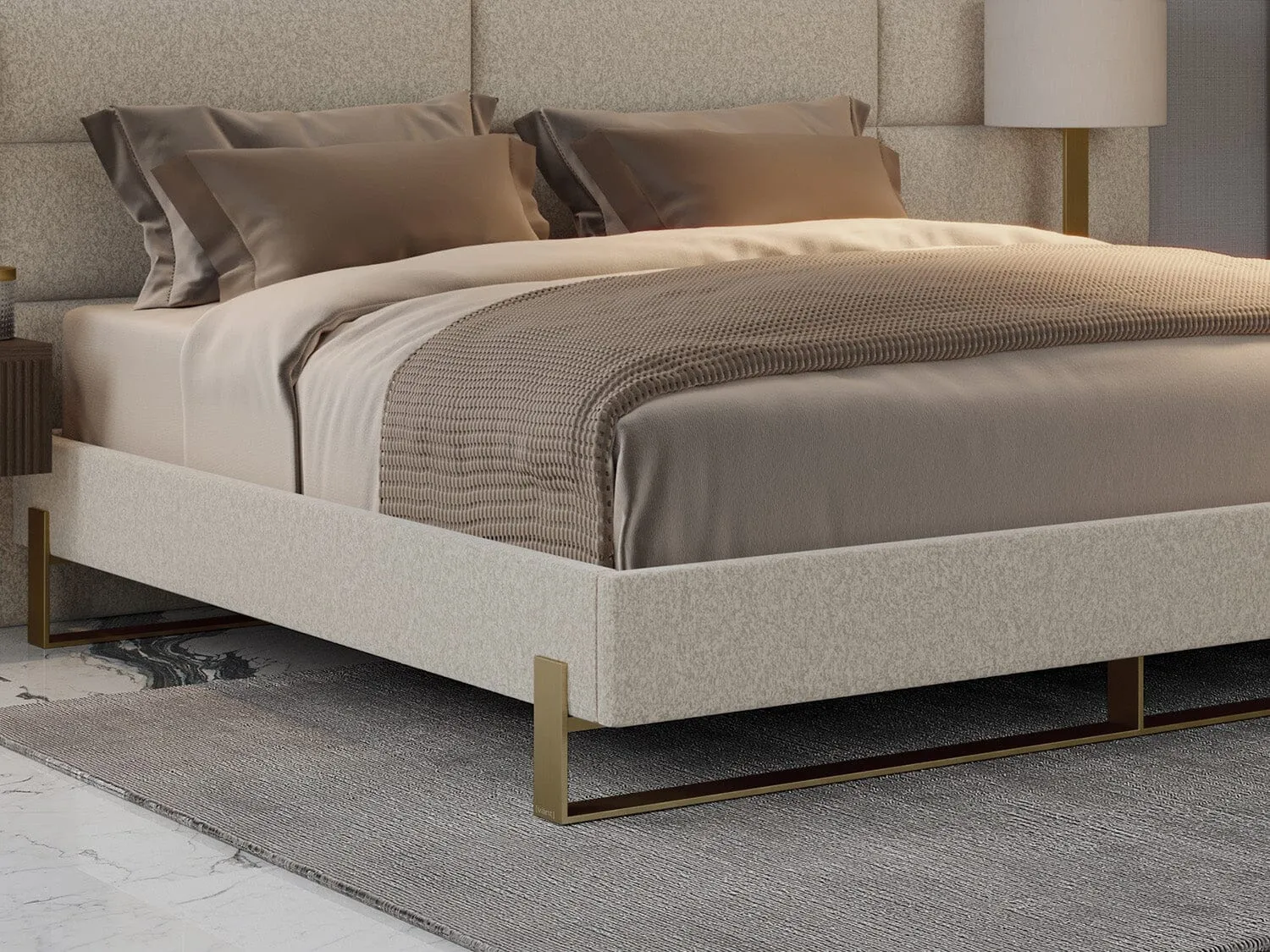 Vant Elevated Platform Bed Burnished Brass - California King Size