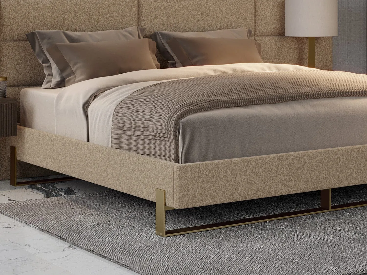 Vant Elevated Platform Bed Burnished Brass - California King Size