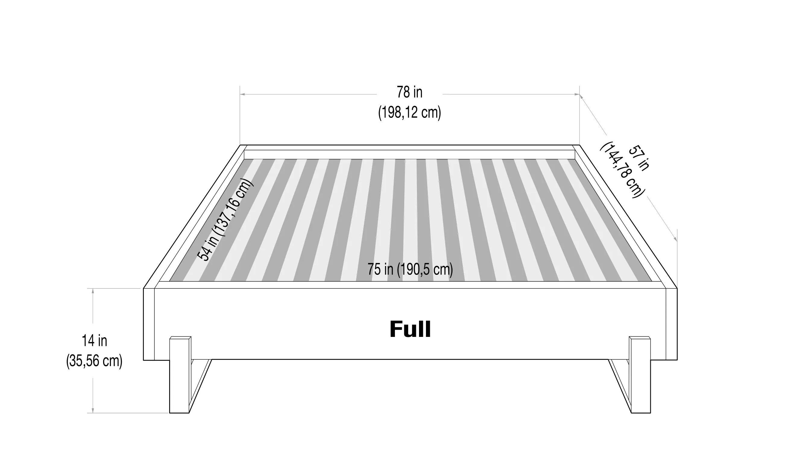 Vant Elevated Platform Bed Burnished Brass -Full Size