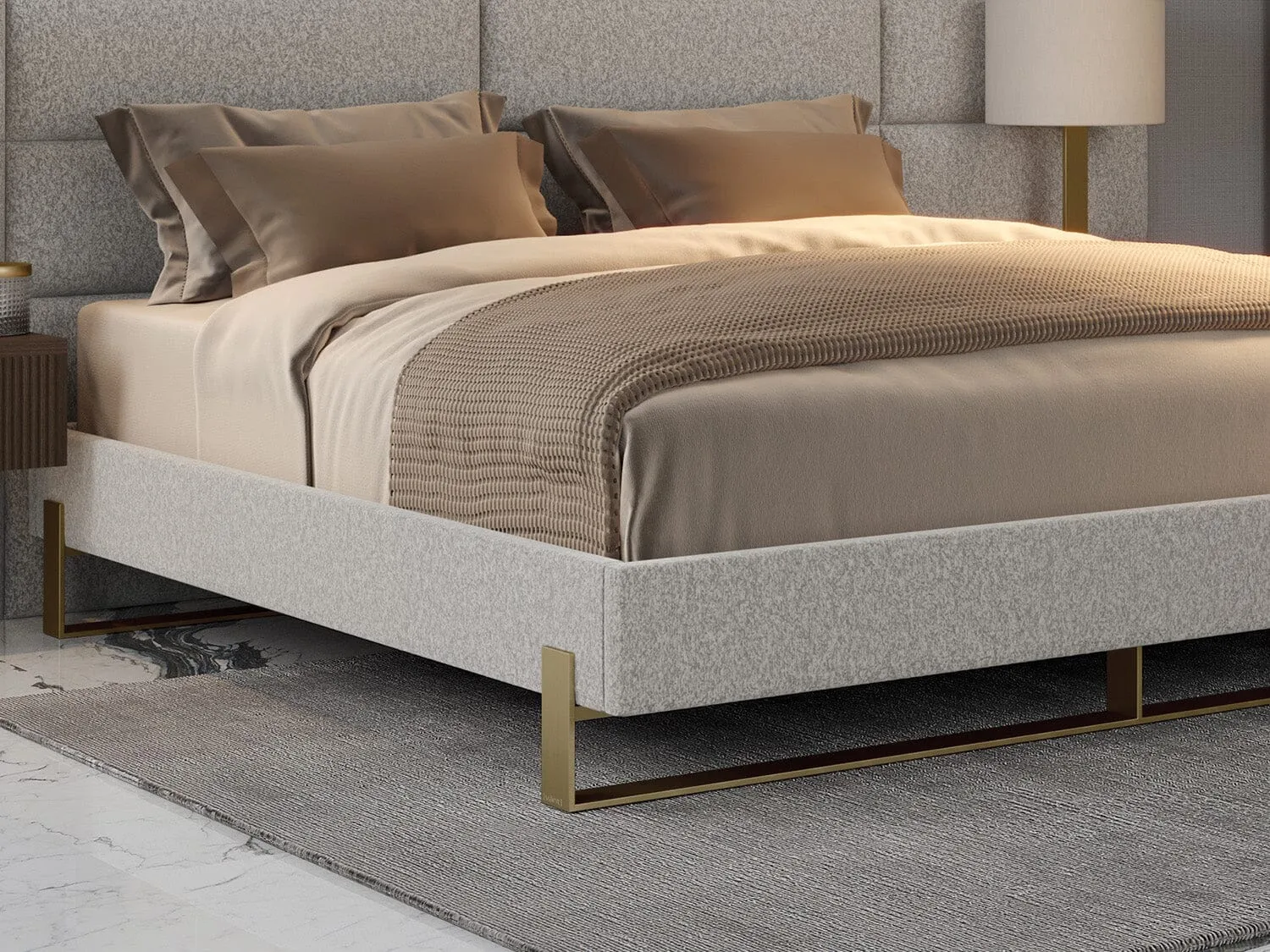 Vant Elevated Platform Bed Burnished Brass -Full Size