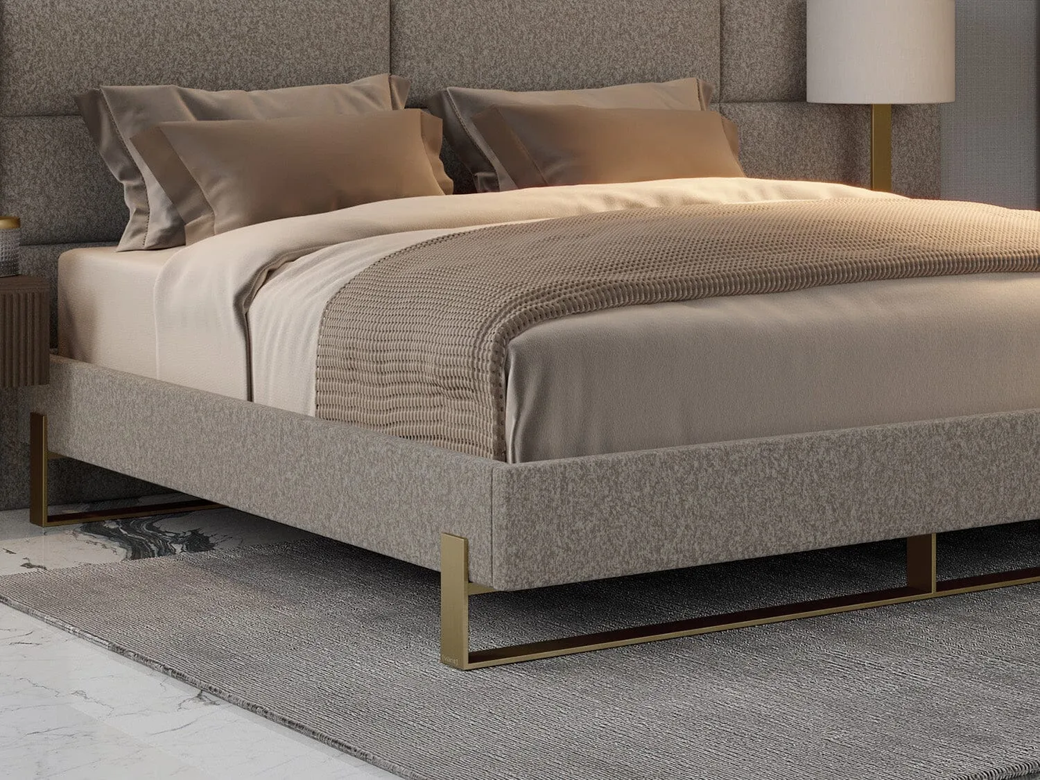 Vant Elevated Platform Bed Burnished Brass - King Size