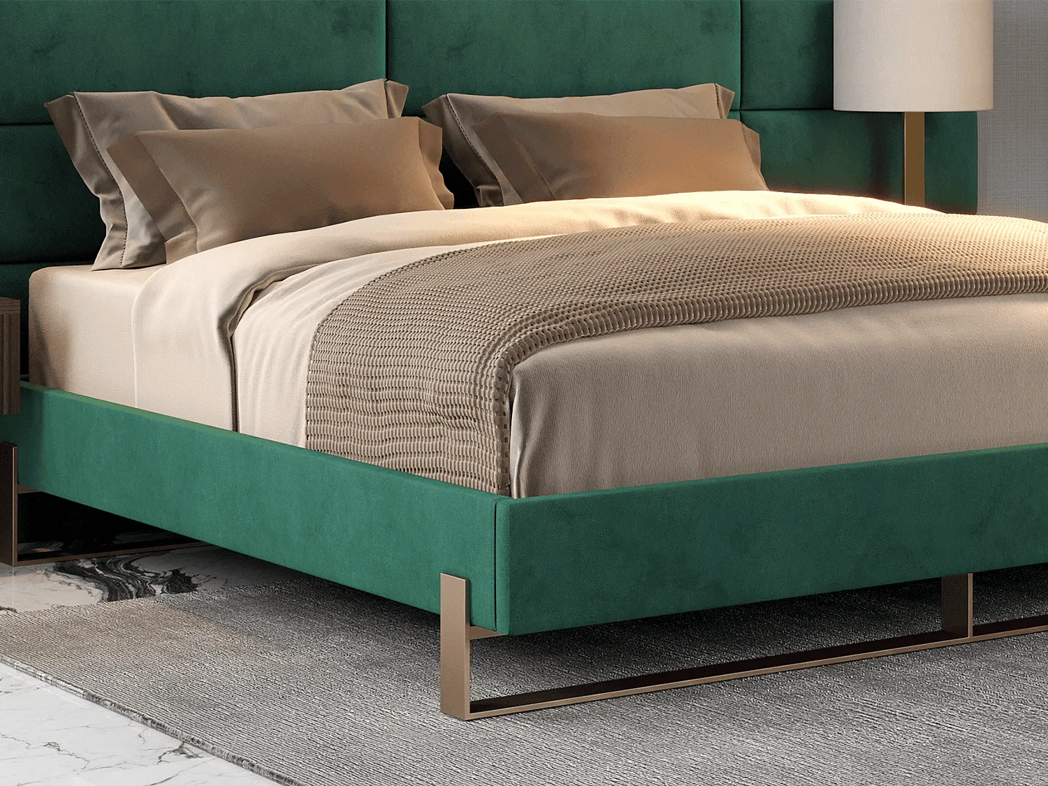 Vant Elevated Platform Bed Burnished Brass - King Size