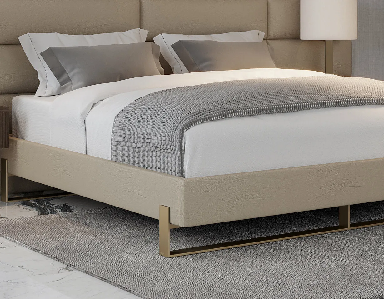 Vant Elevated Platform Bed Burnished Brass - Queen Size