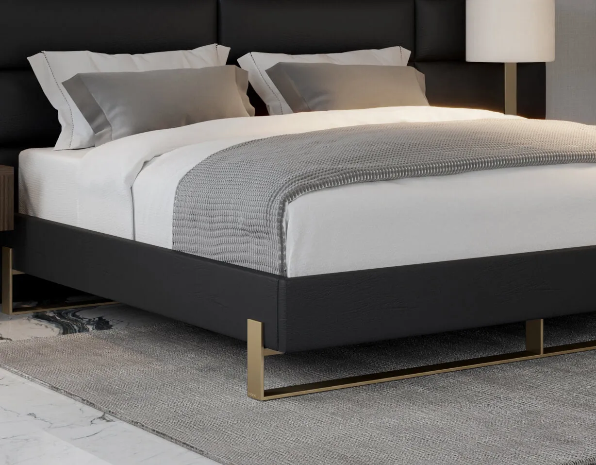 Vant Elevated Platform Bed Burnished Brass - Queen Size