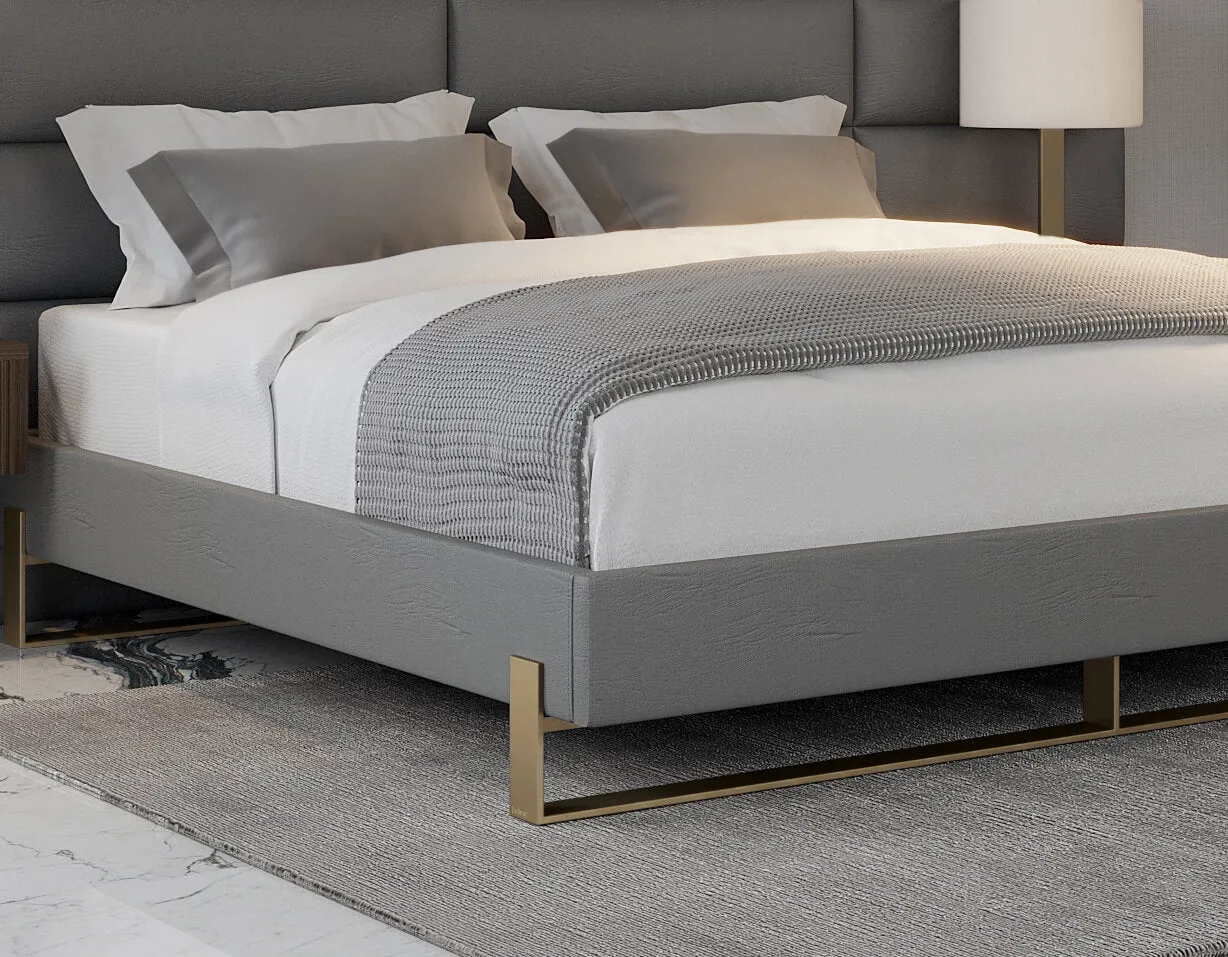 Vant Elevated Platform Bed Burnished Brass - Queen Size