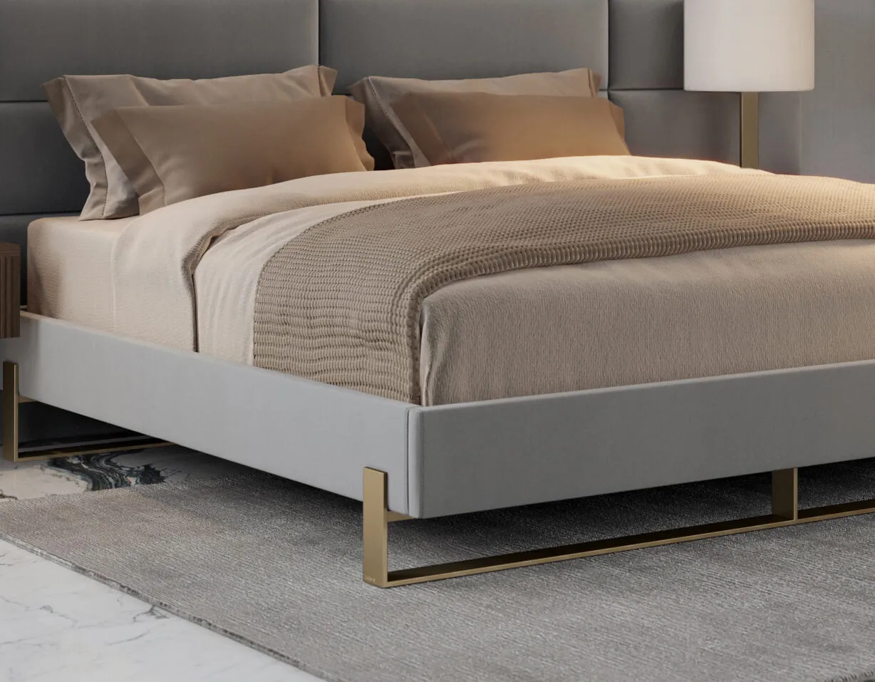 Vant Elevated Platform Bed Burnished Brass - Queen Size