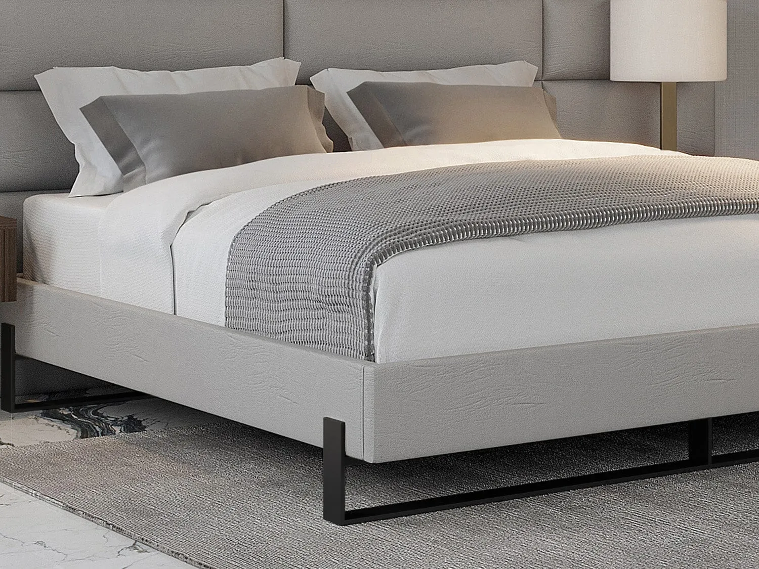 Vant Elevated Platform Bed Matte Black- Queen Size