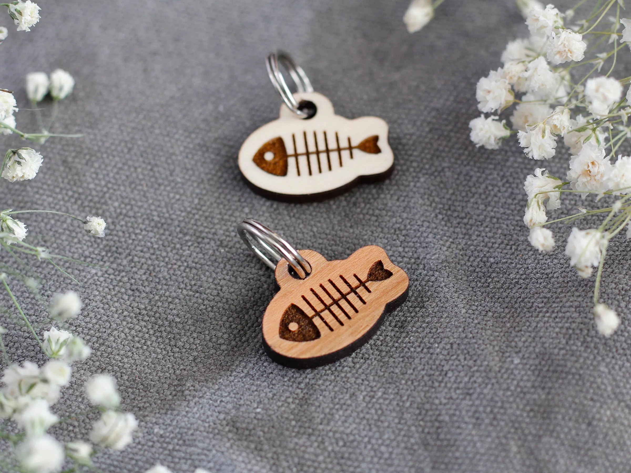 Wooden Fish Cat ID Tag