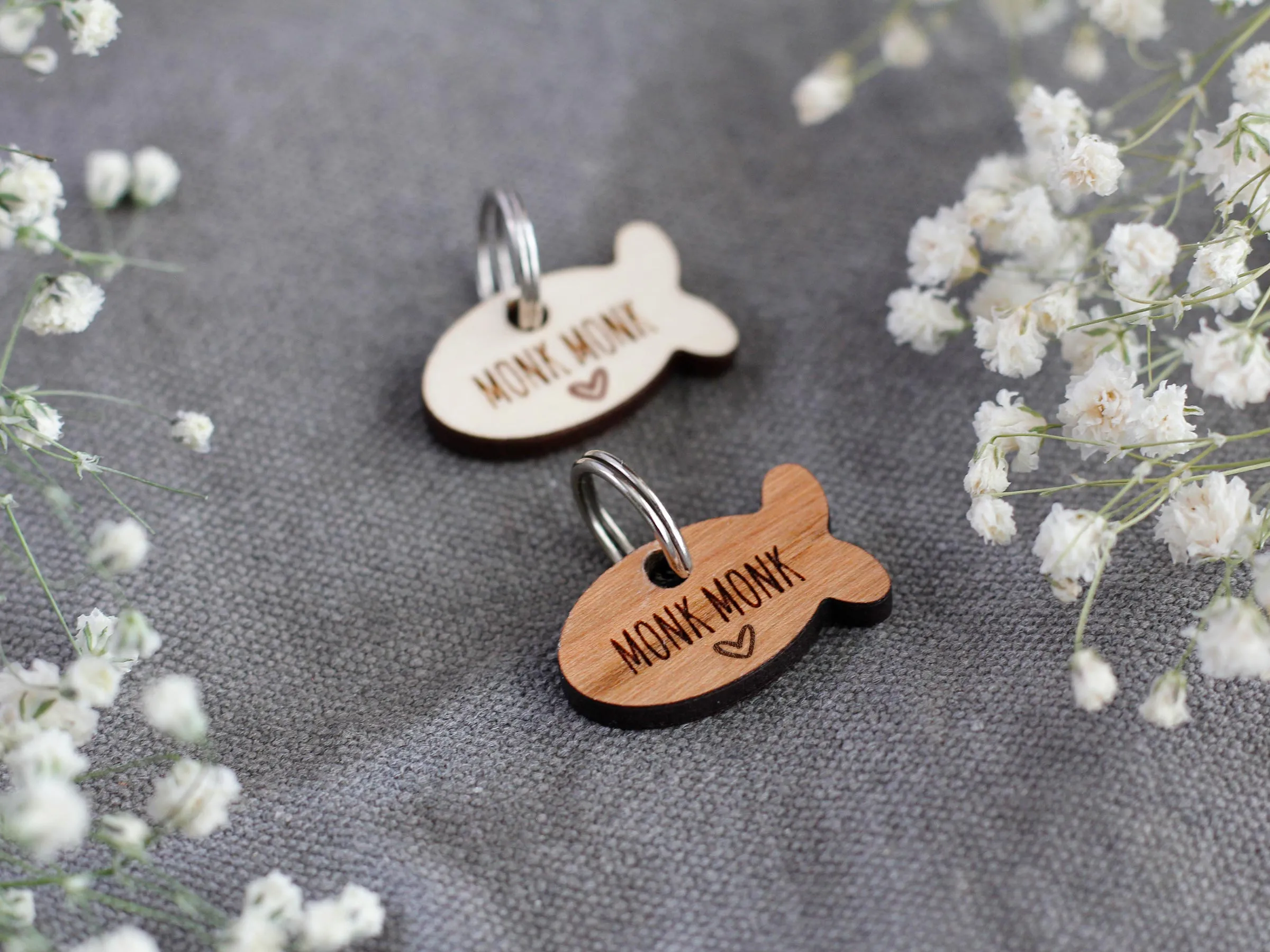 Wooden Fish Shape Cat ID Tag