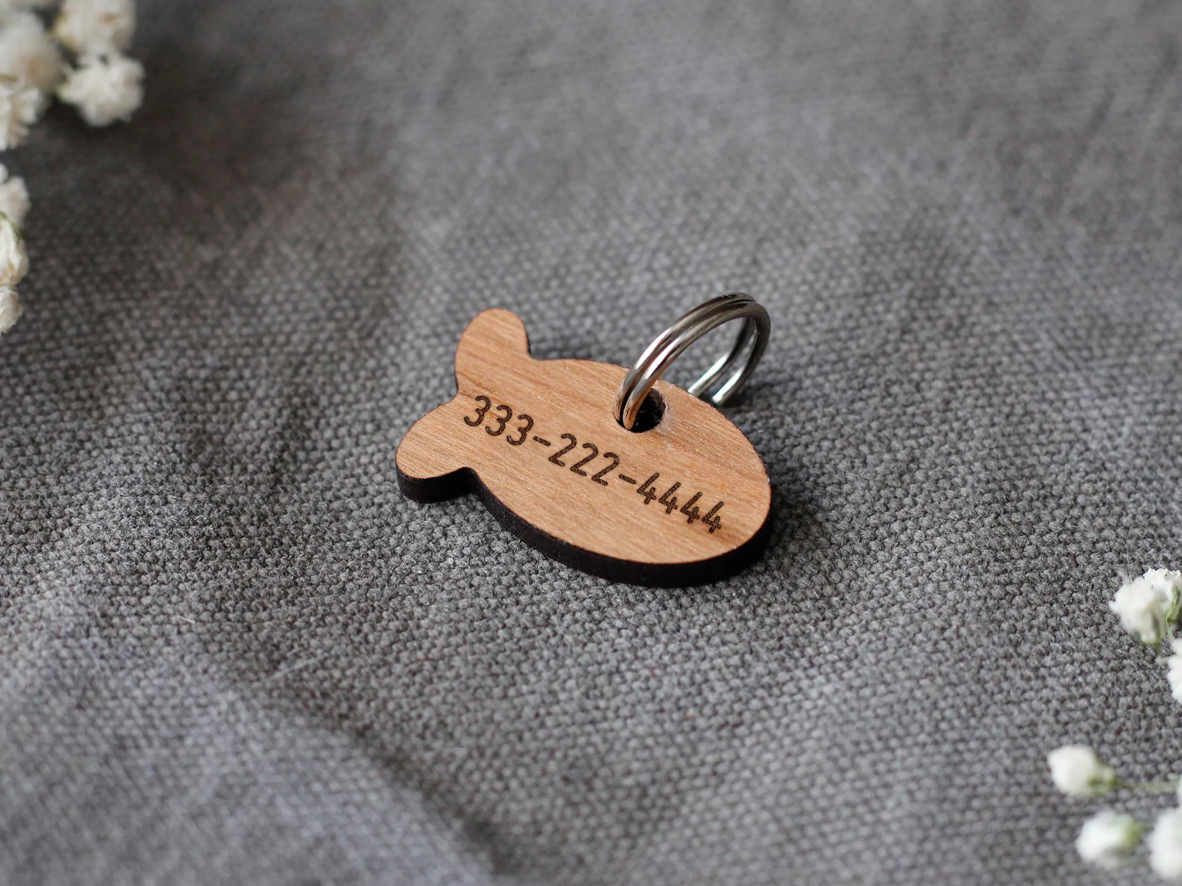 Wooden Fish Shape Cat ID Tag